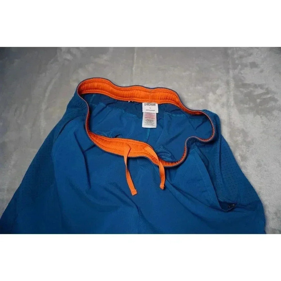 Gymshark Shorts Mens Large Blue/Orange Arrival 7" Inseam Workout Performance - Picture 11 of 13
